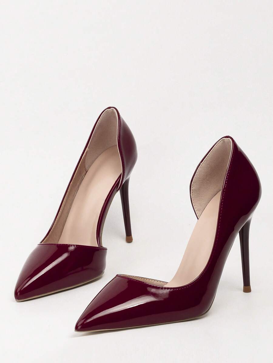 Giày cao gót mũi nhọn khoét lỗ kiểu retro châu Âu & Mỹ gợi cảm dành cho hộp đêm, giày cao gót siêu cao gót cho nữ, thanh lịch. - Màu Đỏ Sâu - Xem 1