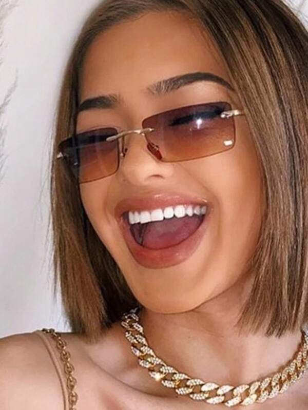 1 pièce Lunettes de soleil unisexes simples sans monture, accessoire polyvalent pour la décoration de tenue et la protection solaire