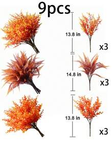 9 paquetes de plantas artificiales de hierba resistentes a los rayos UV, plantas falsas de arbustos de plástico para interiores y exteriores