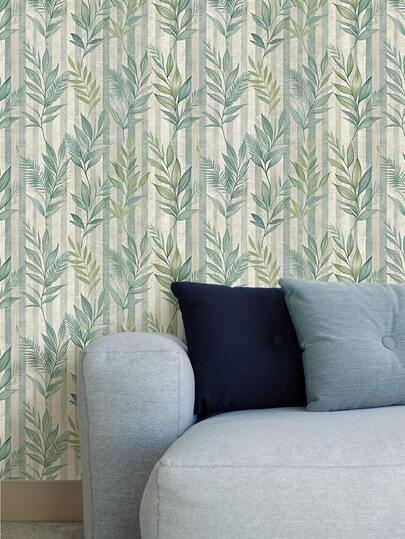 Roll Groen Leaf Gestreepte Peel Stick Wallpaper, Olive Moderne Farmho Self Adhesive Removable Waterproof PVC Material, Home (17.53*118inch) view 10