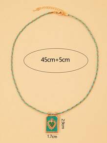 1pc Fashionable Minimalist Colorful Heart-Shaped Tarot Card Pendant Necklace, Suitable For Holidays Gift And Daily Wear