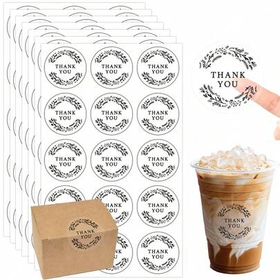 10 cái/gói, 150 miếng dán tròn trong suốt, nhãn dán trang trí phong bì, nhãn dán niêm phong hộp quà cảm ơn.