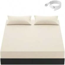 Grounding Sheets Queen Size, 0 Pure Silver Fiber+ 90 Organic Cotton, Grounded Sheet Earth Connected Bedding Fitted Earth Sheets With Grounding Cord(Deep Gray, Queen) - 白色+女王 - 查看 1