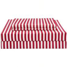 Best Season 4 Piece Bed Sheet Set - Full Size - Soft Microfiber Bedding Sheet Set, Deep Pocket, Stain, Fade & Wrinkle Resistant (Plaid Black & White), Luxury Comfortable - 條紋酒紅色 - 查看 1