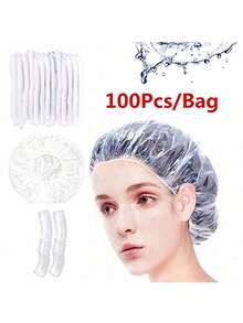 50 Stück/100 Stück, Einweg-Staubschutz-Kopfbedeckung, Verdickt für Lebensmittelwerkstatt, Chirurgie, Gesundheit, Doktor, Catering, Küche, Ölrauch-Kappe, Sekundäre Duschkappe, Haarfärbung Duschkappe, Kunststoff Schönheitssalon Kappe, Küchen-Zubehör, Badezimmer-Zubehör, geeignet für Küche, Badezimmer, Outdoor-Picknick, Camping, Wohnheim, Geburtstag, Hochzeit, Party