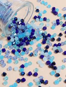 1 Pack Assorted Blue Glass Crystal Spike Beads, Random Shades - Blue - View 4