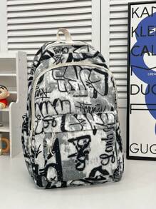 Fashionable Classic Graffiti Ladies' Backpack, Large Capacity, Foldable, Multi-Compartment, Suitable For Outdoor Activities, Short Trips, Hiking, And School.