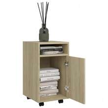 Mobiletto laterale Larryhot con ruote in legno ingegnerizzato Sonoma Oak, bello e pratico, ideale per riporre oggetti e decorare la casa. - Castano - Visualizzare 3
