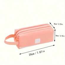 1 pieza Estuche para lápices de gran capacidad y doble capa - Tela de Oxford duradera, diseño de doble cremallera, portátil con asas resistentes y correa desmontable, opciones de varios colores para organización escolar, de oficina y de viaje, organizador de suministros de oficina, diseño de dos niveles, cremalleras de alta calidad, Trousse Scolaire>Ecol,Trousse Scolaire