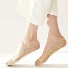 5双/套花卉蕾丝网眼袜，柔软透气低帮隐形袜，女士长袜和袜子 - 彩色 - 查看 6