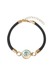 Bluey 1 pieza Pulsera de aleación con diseño de la familia y amigos de la caricatura Blueys, accesorio decorativo de fiesta, accesorio del perro Bluey Bingo, apto para uso diario