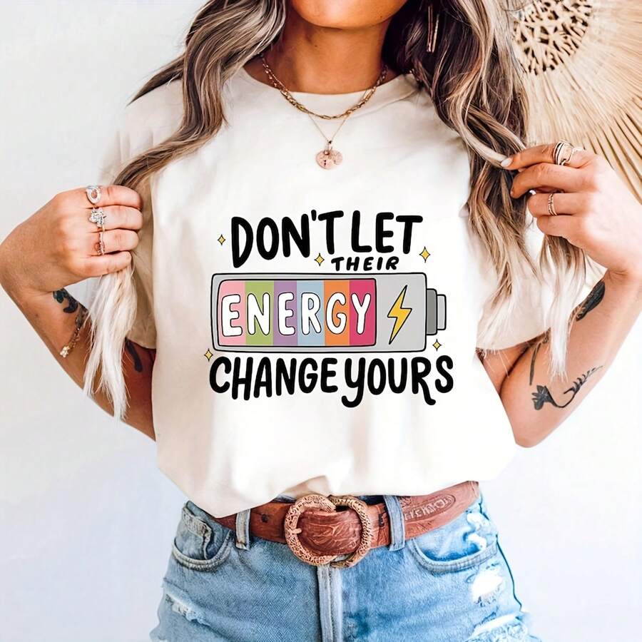 Don't Let Their Energy Cge Yours Uni T-Shirt  Mental Health Shirt  Funny Posit Energy   Boundaries Shirt - 白色3 - 查看 1