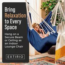 Hanging Hammock Chair Swing – Hanging Chair Outdoor & Indoor - Hammock Swing Chair – Quick & Easy Setup With Hardware Kit – Durable & Spacious Full Body Support – Holds 440 Lbs - 海軍 - 查看 9
