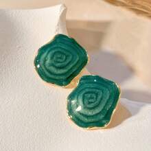 1 Pair Of Simple Retro Oil Drop Irregular Geometric Square Earrings, Elegant And Suitable For Women To Wear At Parties And Banquets - trắng - Xem 6