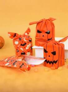 50 Stücke Halloween Süßigkeitentüten mit Kürbis- und Fledermaus-Motiv, Keks-Geschenktüten für Trick or Treat Partys, Halloween Party Dekoration Zubehör