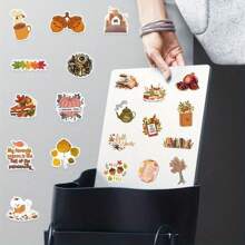 50pcs Fall Themed PVC Stickers - Fall Pumpkin Maple Leaf Stickers For Thanksgiving, Handbooks, Laptops, Water Bottles, Luggage, Party Decorations, Calendar And Diary Accessories