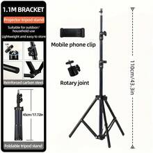 1.1 M Landing Tripod Camera Projector Mobile Phone Stand Adjustable Height Portable Lazy Man Stand Compatible With IPhone, Android Phone, Gift For Birthday, Family, Friends For Office, Dorm And Home Use Phone Holder Phone Stand For Bed - Black - View 4