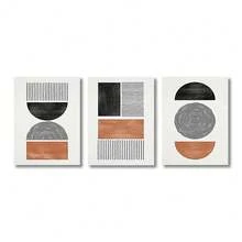 FajerminArt Framed Canvas Wall Art Poster Set, Medieval Bohemian Style Picture, Modern Geometric Wall Decor, Minimalist Black Brown Bohemian Abstract Painting, Suitable For Living Room, Bedroom, Office, Natural Style - Multicolor - View 10