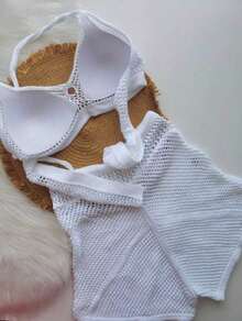 White Crochet Set With Cups – Style & Comfort In Summer! - White - View 2