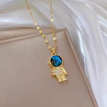Y2K Starry Sky Planet Light Luxurious Temperament Gorgeous Necklace Star And Moon Versatile Stainless Steel Clavicle Chain - Dây chuyền C - Xem 6