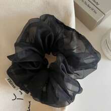 1 件法式简约柔软雪纺褶皱发圈、发带、发饰、发圈、休闲 - 髮圈 - 查看 3