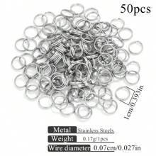 50pcs Stainless Steel Fashion Double Layer Key Ring Open Ring DIY Bracelet Necklace Jewelry Accessories Making