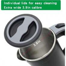 Small Electric Kettles,0.8L Portable Travel Kettle With Double Wall Travel Mini Hot Water Boiler Heater, 304 Stainless Steel Portable Electric Kettles For Boiling Water(Black) - 黑色 - 查看 8