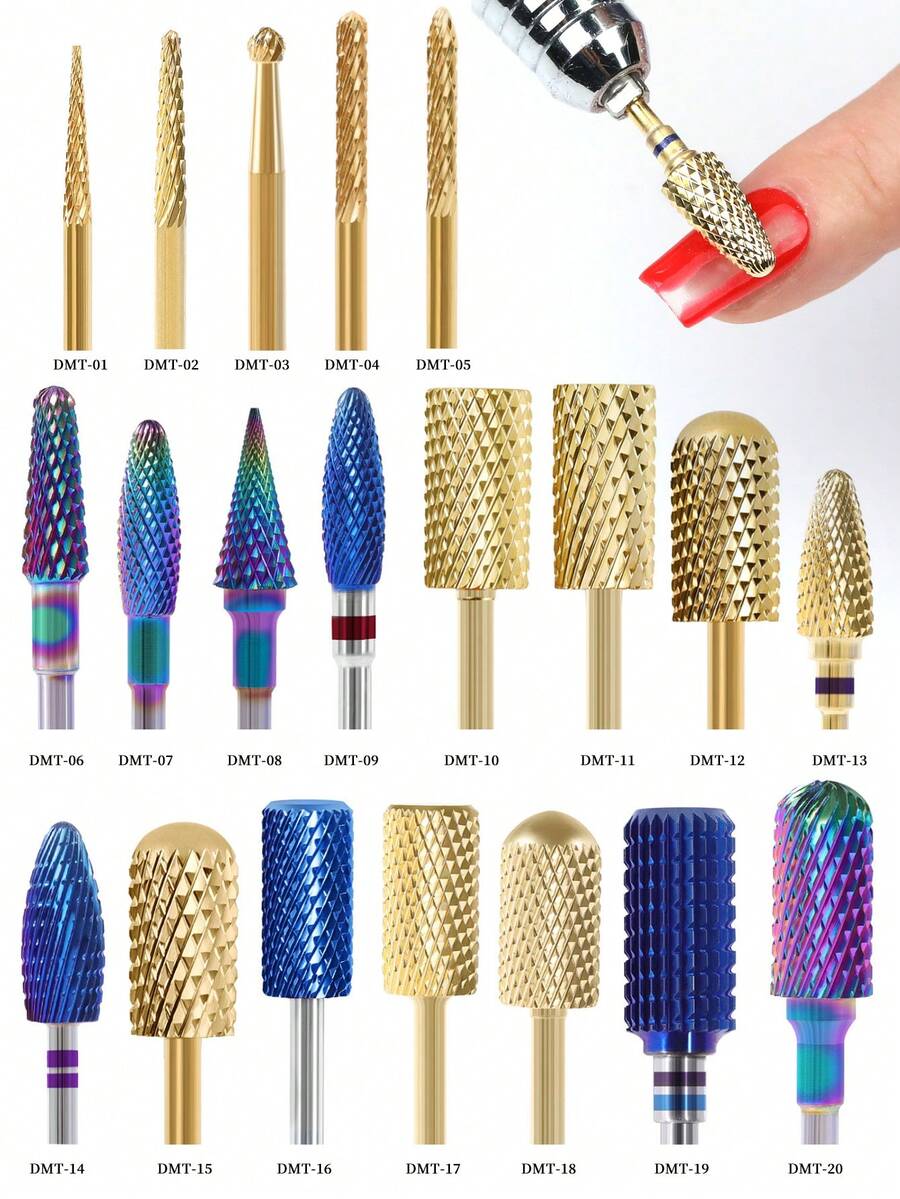 1件装高品质钨钢美甲钻头电动修甲打磨器配件抛光切割器美甲工具 - 彩色 - 查看 1