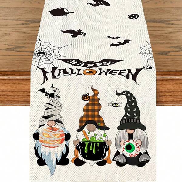 1/25pcs Halloween Table Runner, Featuring Pumpkins, Bats, Cauldrons And Autumn Cottage Decor Designs, Suitable For Seasonal Kitchen And Party Table Decoration. Halloween Party Supplies, Holiday Gifts, Room Decor, Dining Table Decoration