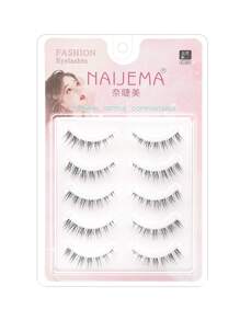 NAIJEMA Natural Effects 5 Pairs Clear Stem Natural Fake Eyelashes, Eyelash Extension, Curling And Soft, Manga, Daily Makeup, Enlarging Both Eyes Strip Lashes, Lashes, Eyelashes, Fake Lashes