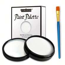 VERONNI 30g Water Activated Face And Body Paint With 1 Brush, Water Soluble Monochrome Face Painting Kit For Stage, Screen, Cosplay, And Halloween Makeup, Available In White, Black, Red, Green, Blue, Purple - 彩色 - 查看 12