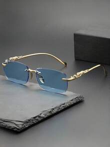 1pc New European And American Square Small Frame Fashion Glasses For Men And Women, Daily Wear, Outdoor, Sun Protection, Driving, Beach Vacation, Photography, Decorative - Multicolor - View 9