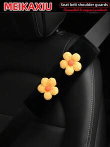 MEIKAXIU 1pc/2pcs New Floral Plush Comfortable Car Seat Belt Shoulder Cover, Safety Belt Decoration, Car Decor, Fashion Business Pink For Women - Small Flower Plush Shoulder Pad - View 27