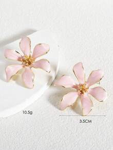 1 对时尚高端优雅简约百搭白色、粉色、红色、酒红色、紫色、绿色、彩色镂空花朵耳钉，适合女士日常搭配、极简主义、甜美、度假、礼物