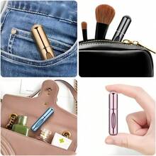 1 Purple 5ml Refillable Aluminum Perfume Bottle, Bottom Push Atomizer, Lipstick Shape With Window, Portable And Suitable For Travel And Airplane Use. - 紫色 - 查看 3