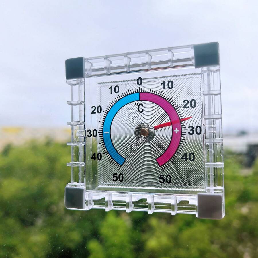 1/2 piezas Termómetro y higrómetro autoadhesivos, alta precisión de 0.1°C, material de plástico, sin necesidad de alimentación, adecuado para oficina, camping, interior/exterior, ventana, pared, invernadero, jardín, hogar - Monitor de temperatura estacional