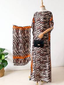 2pcs Faux Silk Peacock Print Shawl Scarf, Various Styles, Women Beach Cover Up, Sun Protection, Satin Scarf, Multifunctional Wear For Dress - Multicolor - View 14