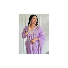 Lilac Chanderi Salwar Suit Organza Dupatta UK Next Day - Multicolor - View 3