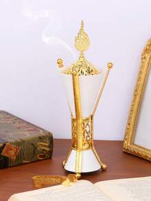 1 Peça/1 Conjunto Queimador de Incenso/Suporte de Incenso de Metal Leve e Luxuoso, Queimador de Incenso de Estilo Árabe do Oriente Médio, Pode Ser Usado Como Difusor de Aromaterapia, Queimador de Aromaterapia, Usado na Decoração Doméstica, Quarto, Sala de Estar (Como Peça Central), Escritório, Lugar de Ioga e Festa, Criando uma Atmosfera Elegante. Também Pode Ser Usado para Decoração da Casa. Este Queimador de Aromaterapia é o Presente Ideal para Feriados