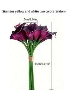 1/10pcs Elegant Dark Purple Calla Lily Artificial Flowers Suitable For Wedding, Party, Living Room, Bedroom, Dining Table, Office, Gift, Floral Arrangement, Garden Decoration, Home Decoration, Room Decoration