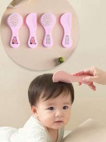 2pcs Baby Hair Brush Set, Soft Bristle Massage Comb For Infant Toddler, Won't Damage Hair - Multicolor - View 4