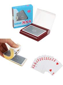 30张/套，6.2*8.7英寸黑色图案金色镶边防水扑克牌，设计炫酷，可水洗，适合家庭娱乐、游戏、饮酒、派对、生日、送礼、聚会，趣味十足，创意无限，情人节、新年游戏、婚礼游戏、新年礼物、情人节游戏 - 均碼 - 查看 1