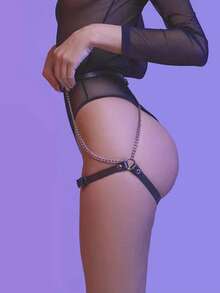 Dây nịt chân và mông bằng da Dây nịt chân Gothic Dây nịt chân bằng da cho câu lạc bộ lễ hội - màu đen - Xem 3