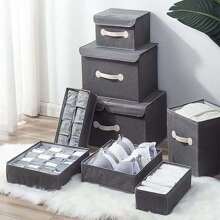 Juego de 4 cajas de almacenamiento de gran capacidad para armario, organizador de cajones para calcetines y ropa interior, organizador de armario y caja de almacenamiento plegable de tela para bragas, sujetadores, calcetines y corbatas