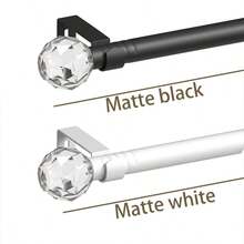 1 件优质水晶窗帘杆，适用于多种窗帘，安装简便，承重能力强，多种尺寸可选，适用于窗户，可调节窗帘杆，适用于卧室、客厅