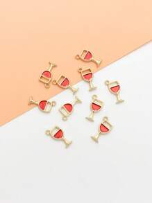 10pcs Red Wine Glass & Blue Goblet Zinc Alloy Drip Oil DIY Pendant Jewelry Accessories, Suitable For Daily Wear Necklace, Bracelet, Earrings
