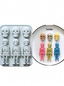 1 pièce Moule en silicone, matériau en silicone, série Halloween, squelette, citrouille, thème sorcière, moule en silicone thème citrouille squelette, ustensile de cuisson, moule à gâteau et chocolat, bac à glaçons, moule à résine