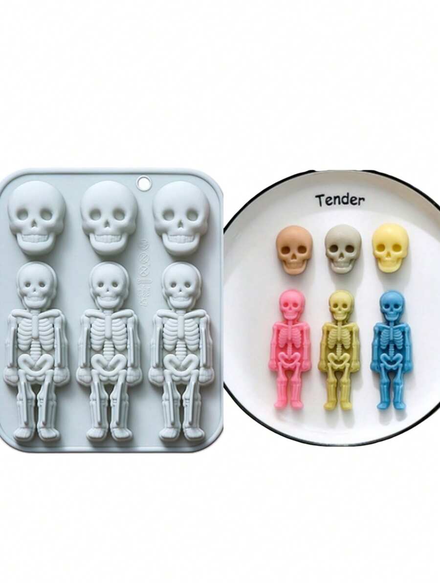 1 pièce Moule en silicone, matériau en silicone, série Halloween, squelette, citrouille, thème sorcière, moule en silicone thème citrouille squelette, ustensile de cuisson, moule à gâteau et chocolat, bac à glaçons, moule à résine