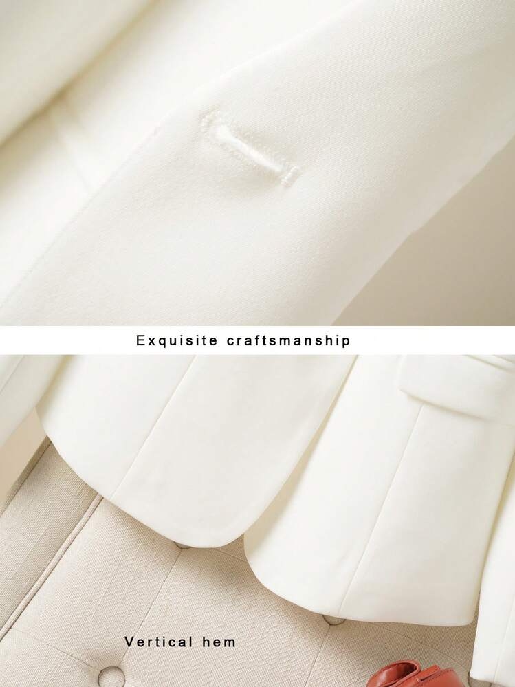 Blazer de mujer de unicolor elegante y de moda, adecuado para ocasiones casuales y profesionales - Blanco - Añade 6