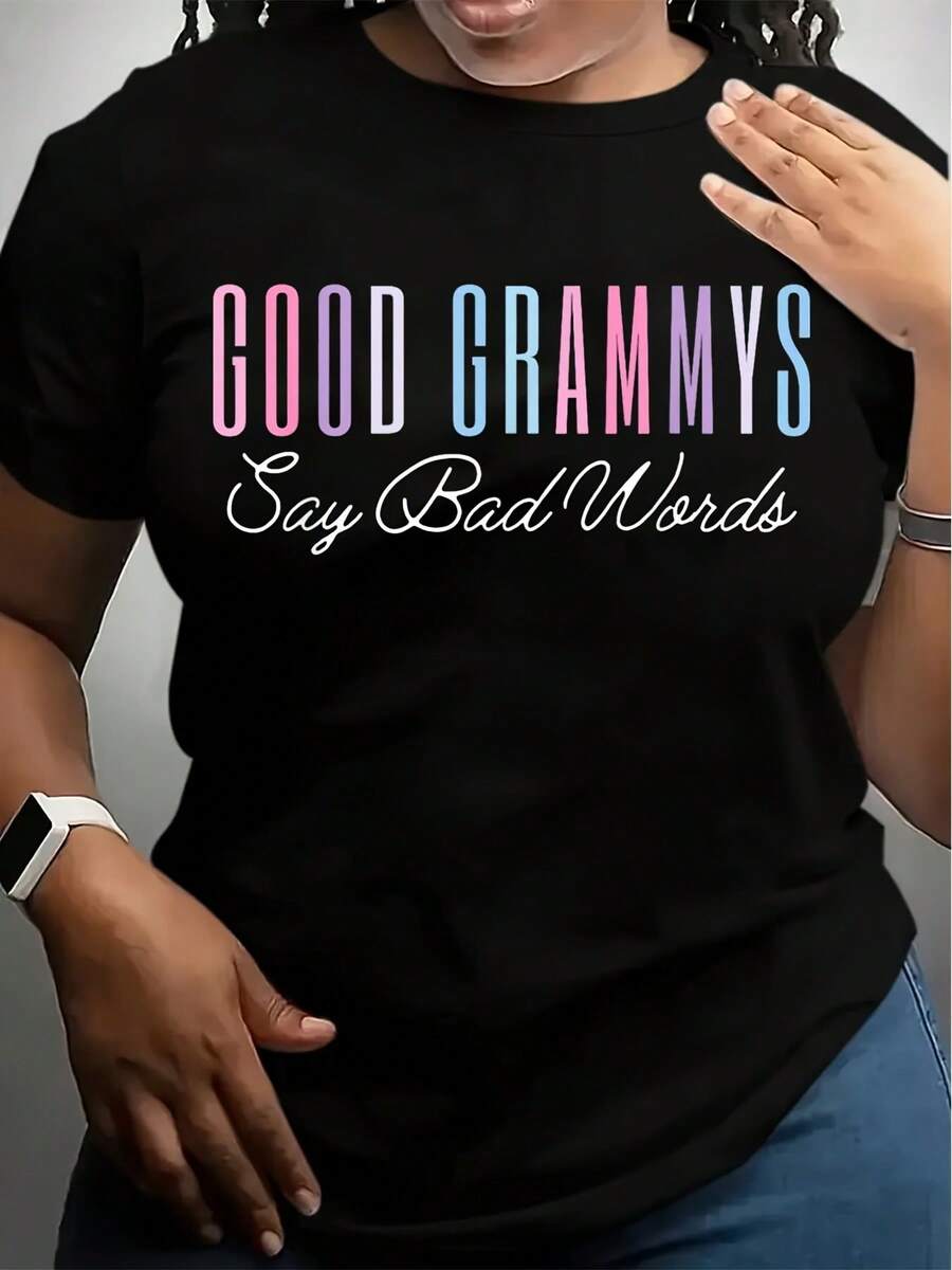 [Funny Mom Grammar Shirt] Good Grammar Say Bad Things Funny Mom Shirt Mother's Day Cute T-Shirt - 黑色 - 查看 1